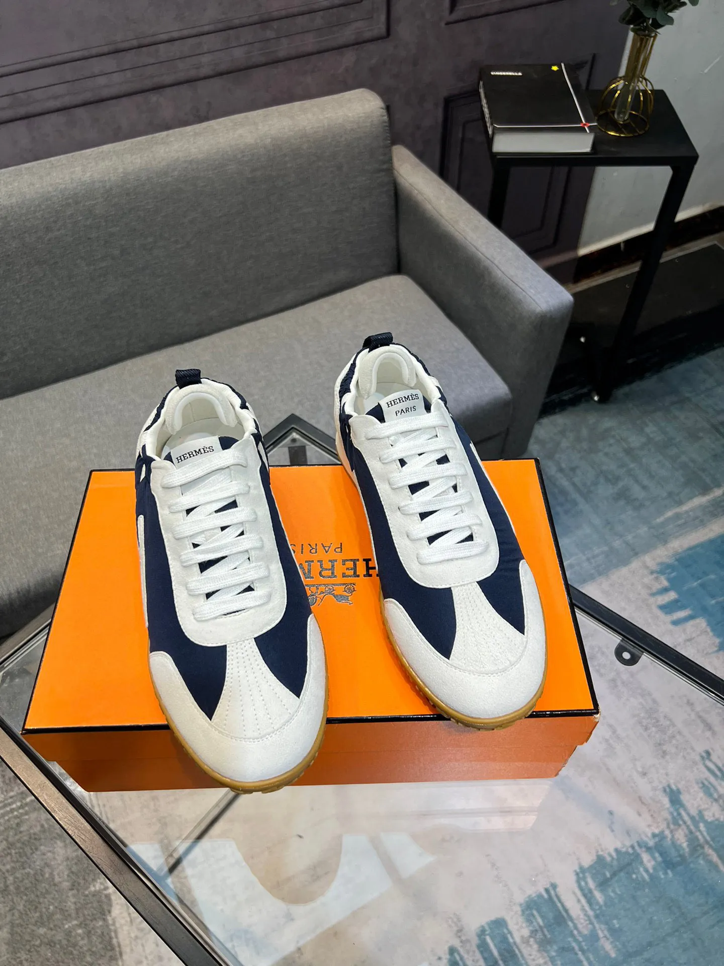 Men's shoes 💰660 [HERMES] Hermès - High-end quality original order 🔍🔍 - Upper: 🔝 cowhide suede splicing design - Inner lining: imported mixed sheepskin - Outsole: TPR foam · Rubber: two-color combined molding outsole - Super high quality control · Fine workmanship: highlighted (high-end, luxury, grade) -Size: 38-44 (45, 46, can be customized)